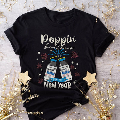 Poppin Bottle New Year T-shirt Black - style4life