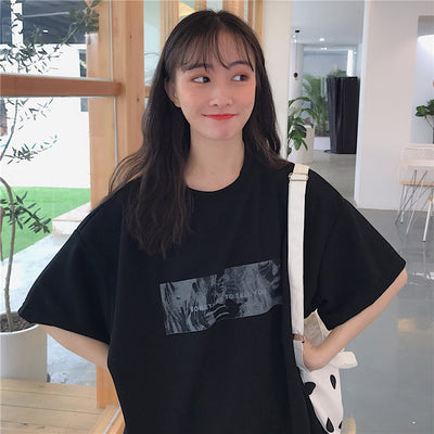 Hong Kong Style Super Fire Cec Short-sleeved T-shirt Female Korean Style Tide Ins Hong Kong Style Lazy Style Loose Top - style4life