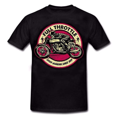 Black Motorcycle Printed Short Sleeved T-shirt - style4life